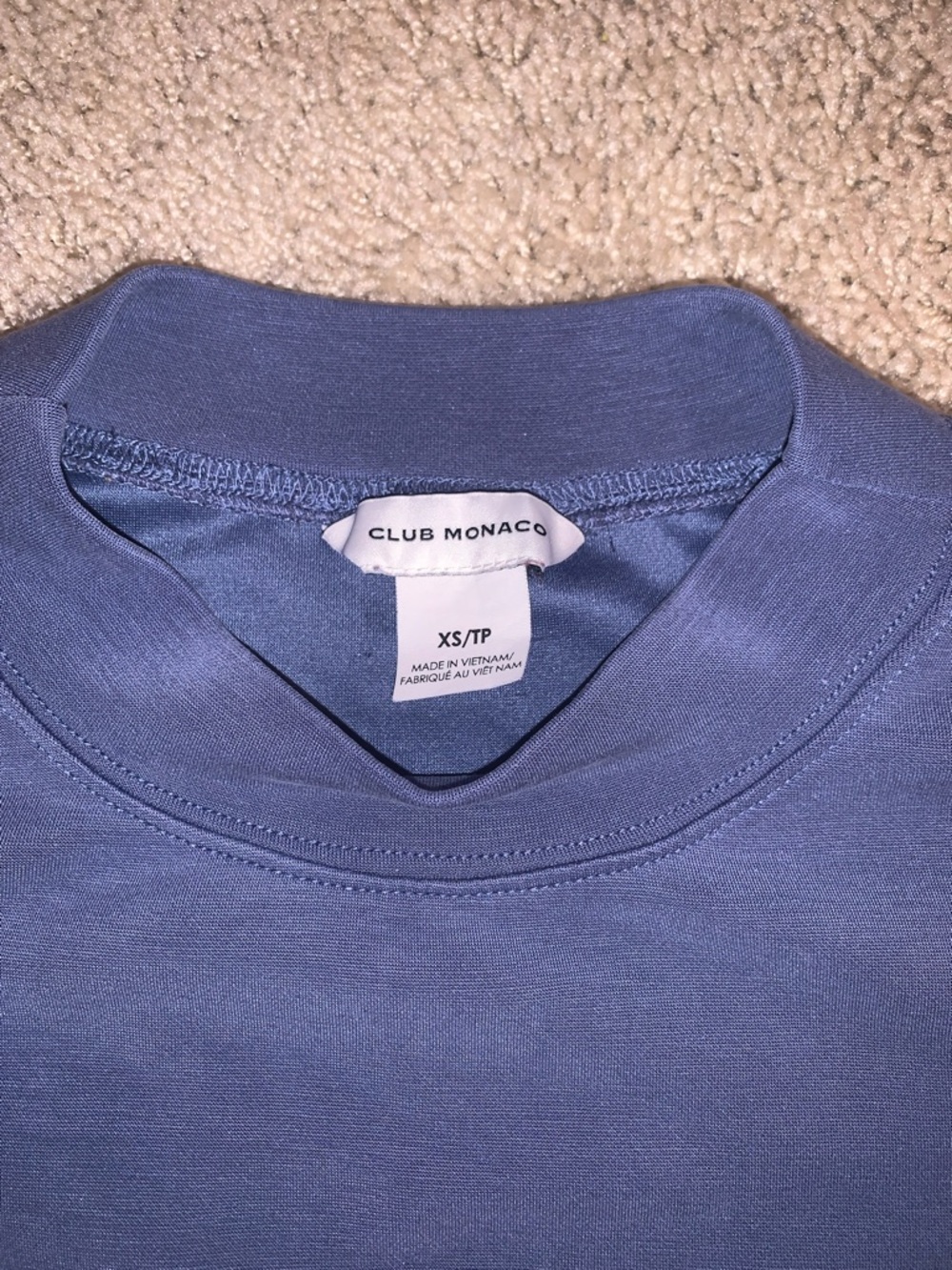 Club Monaco Women’s XS Boxy Cropped Drop Sleeve Crewneck Blue Sweatshirt - Picture 4 of 9